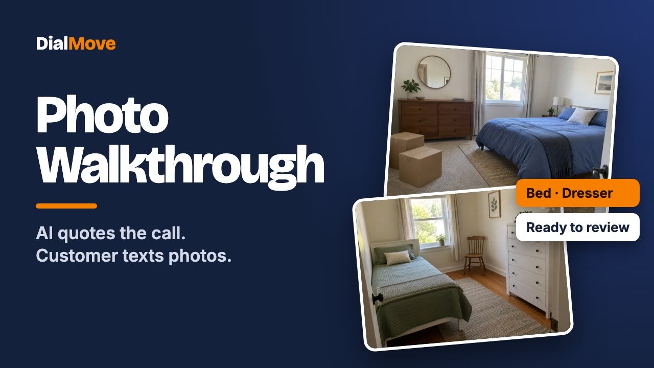 Photo walkthrough title card with two room photos marked ready to review